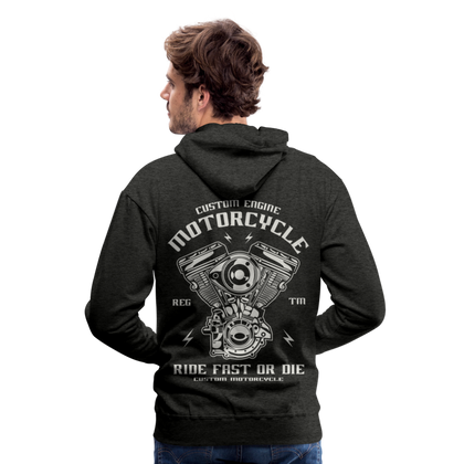 Ride Fast or Die Motorcycle Men’s Premium Hoodie - charcoal grey