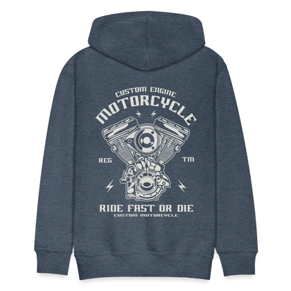 Ride Fast or Die Motorcycle Men’s Premium Hoodie - heather denim