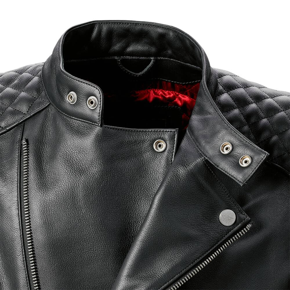 Triumph Braddan Asymmetric Leather Jacket - Black-Rider Apparel-Ridersapparel.shop