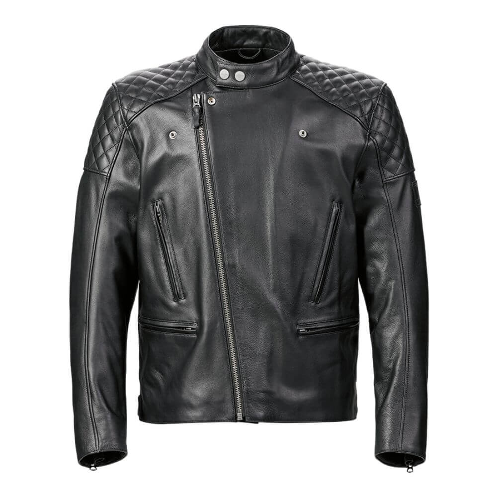 Triumph Braddan Asymmetric Leather Jacket - Black-Rider Apparel-Ridersapparel.shop